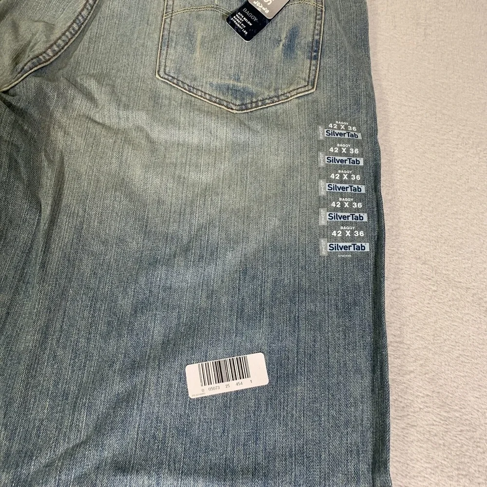 Y2K Levis SilverTab Baggy Jeans Mens 42x36 Light Wash Relaxed Straight Baggy NEW